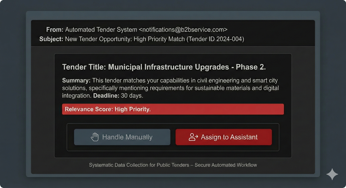 Visual representation of the notification system and decision buttons
