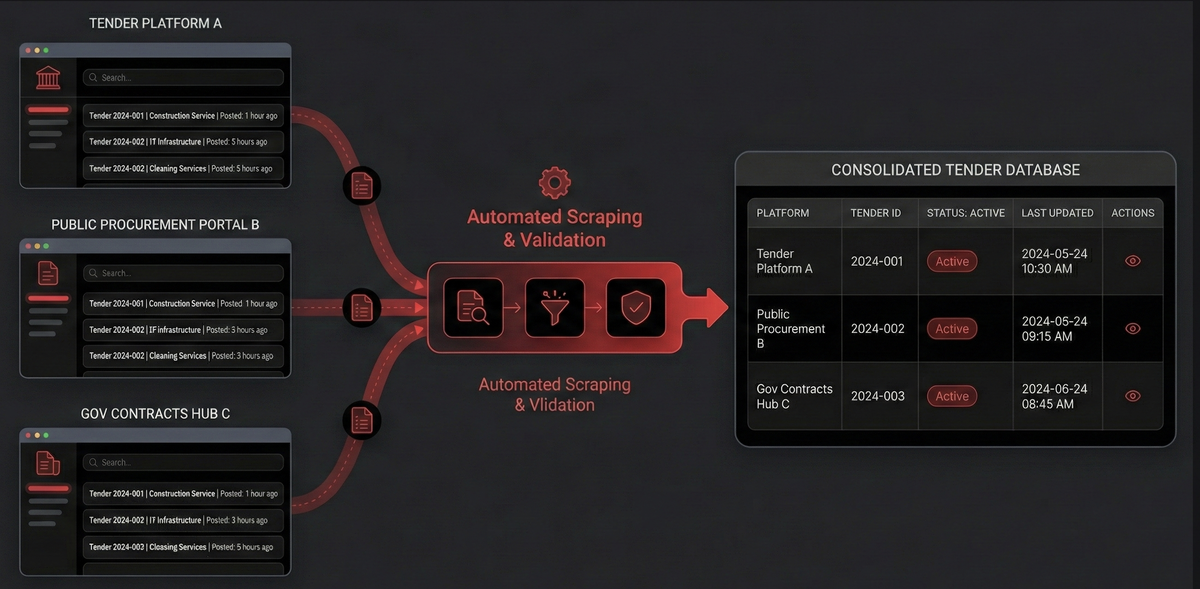 Illustration of the data collection process showing API connections and database storage