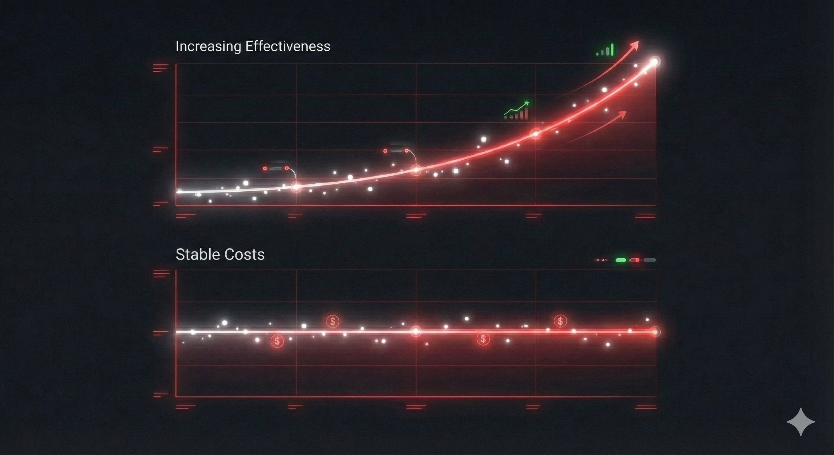 Lead generation metrics showing increasing reply rates and positive response conversions